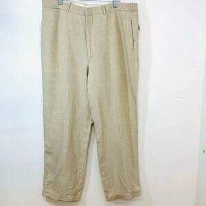 Vintage Hertling Mens Pants Trousers Size 40  Straight Leg Cuff Flat Front Beigh